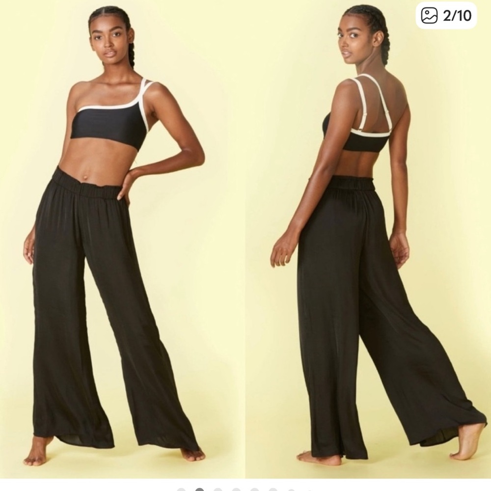 Summersalt Wide Leg Black Elastic Tie Waist Pants
